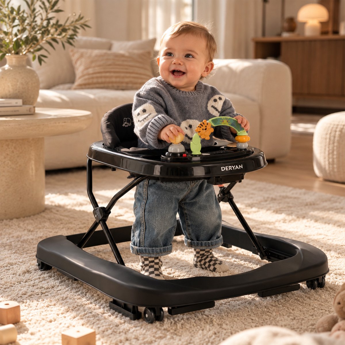 Deryan Luxe 2-in-1 Loopstoel - Inclusief speelset - Inklapbaar - Zwart – foto 3