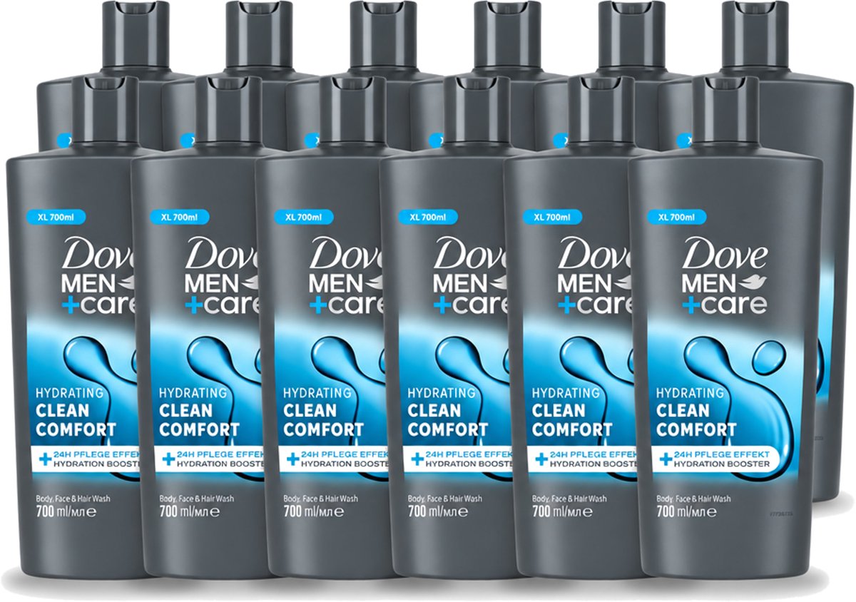 12 x Dove Men+Care - Clean Comfort - 3-in-1 Douchegel - Hydraterend- 700 ml - Voordeelverpakking - 12 stuks
