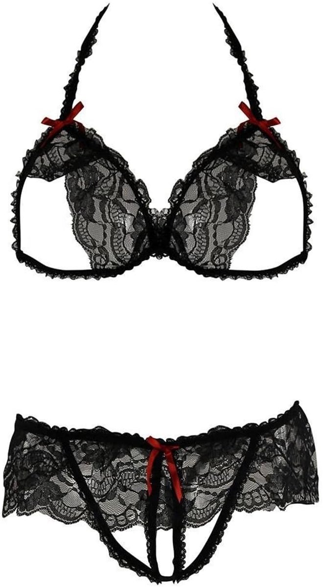 Rene Rofe Women's two-piece Peek-A-Boo Bra and Tights in step open - ShopVlot