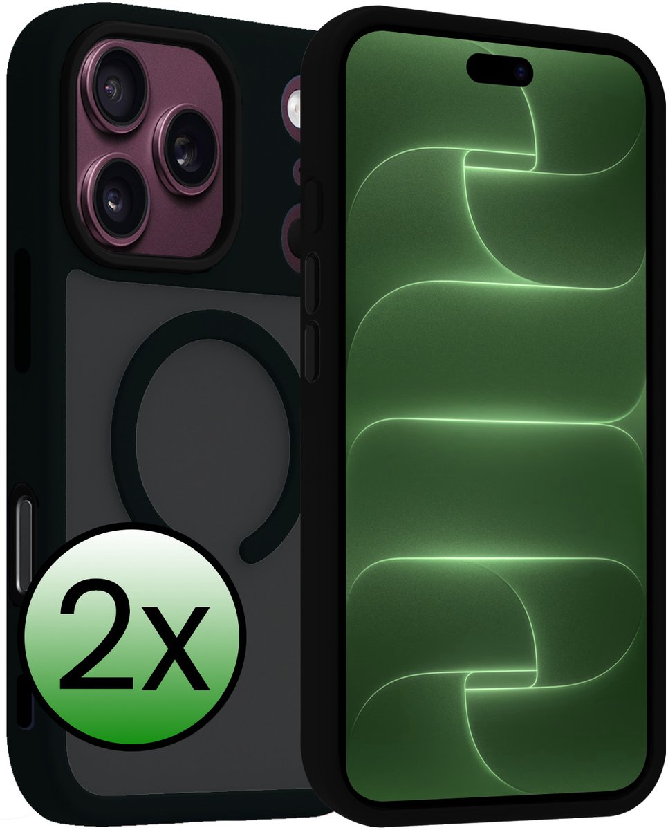 Hoesje 2 Stuks - Geschikt voor Apple iPhone 18 Pro - Magsafe Compatible - Sterk & Shockproof - Back Cover - Shock Proof Case - Telefoon Hoes - Zwart