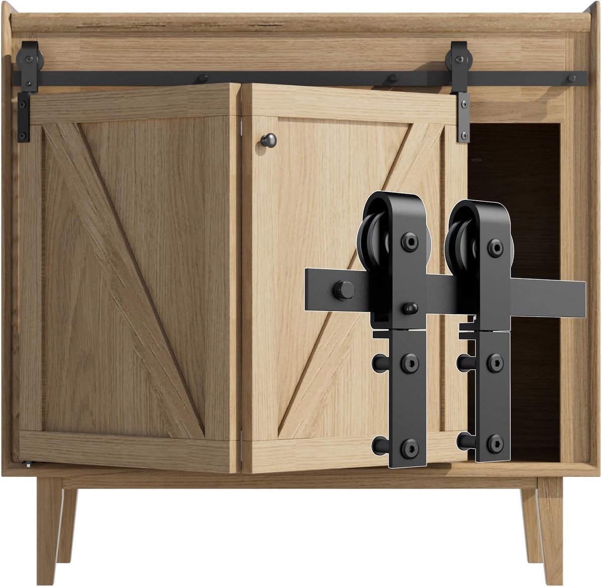 Vouwschuifdeur Hardware Set 3FT - Zwart - Duurzaam materiaal - Perfect voor ruimtebesparing - ShopVlot