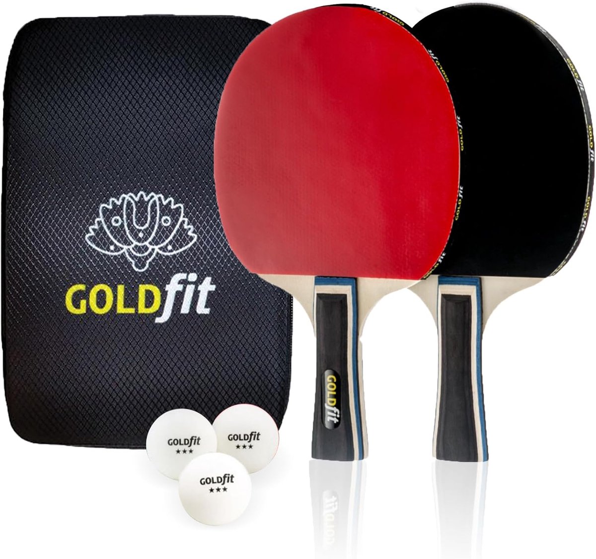 Table Tennis Bat Set of 2 Ping Pong Bat for Beginners and Professionals, Outdoor Table Tennis Set with 2 Bats+3 Balls - ShopVlot