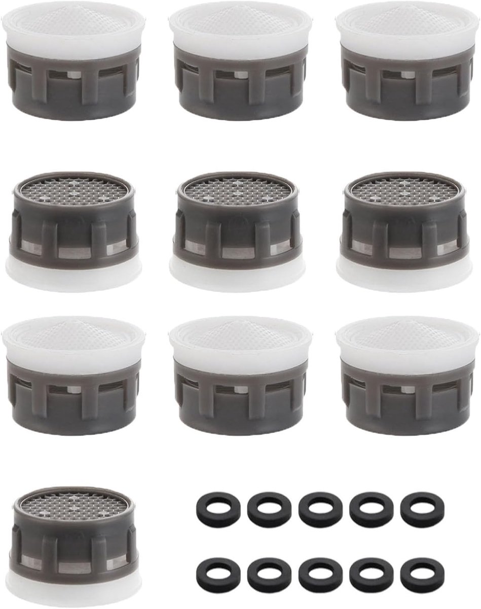 10 Pcs Water Faucet Filters with 10 Pcs Seal, Faucet Aerator, Water Saving Plug Inserts, Bathroom Accessories, Spare - ShopVlot