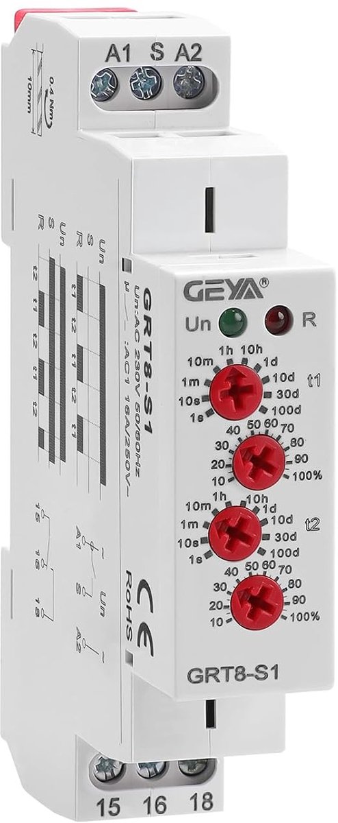 Asymmetric Cycle Timer 1SPDT Relay AC230V 16A Electronic Repeat Relay (GRT8-S1, AC230V) - ShopVlot
