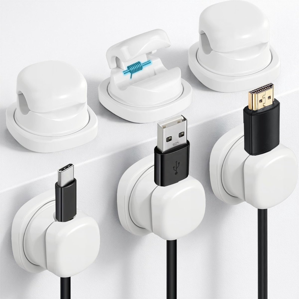 Veerkabelclips 6 x - wit - voor 360° kabelbinders - stevige bevestiging - ShopVlot