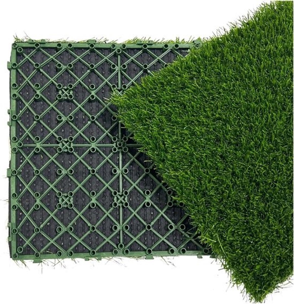 Kunstgrastegels - Grasmatten voor buiten - Tuindecoratie - Eenvoudig te installeren - 2 stuks - Groen