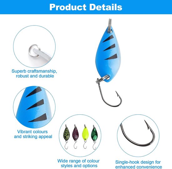 Trout Fishing Spoon Set 12pcs - Luminous Coating - Flitsende Kleuren - Ideaal voor Zoet- en Zoutwater - ShopVlot — afbeelding 2