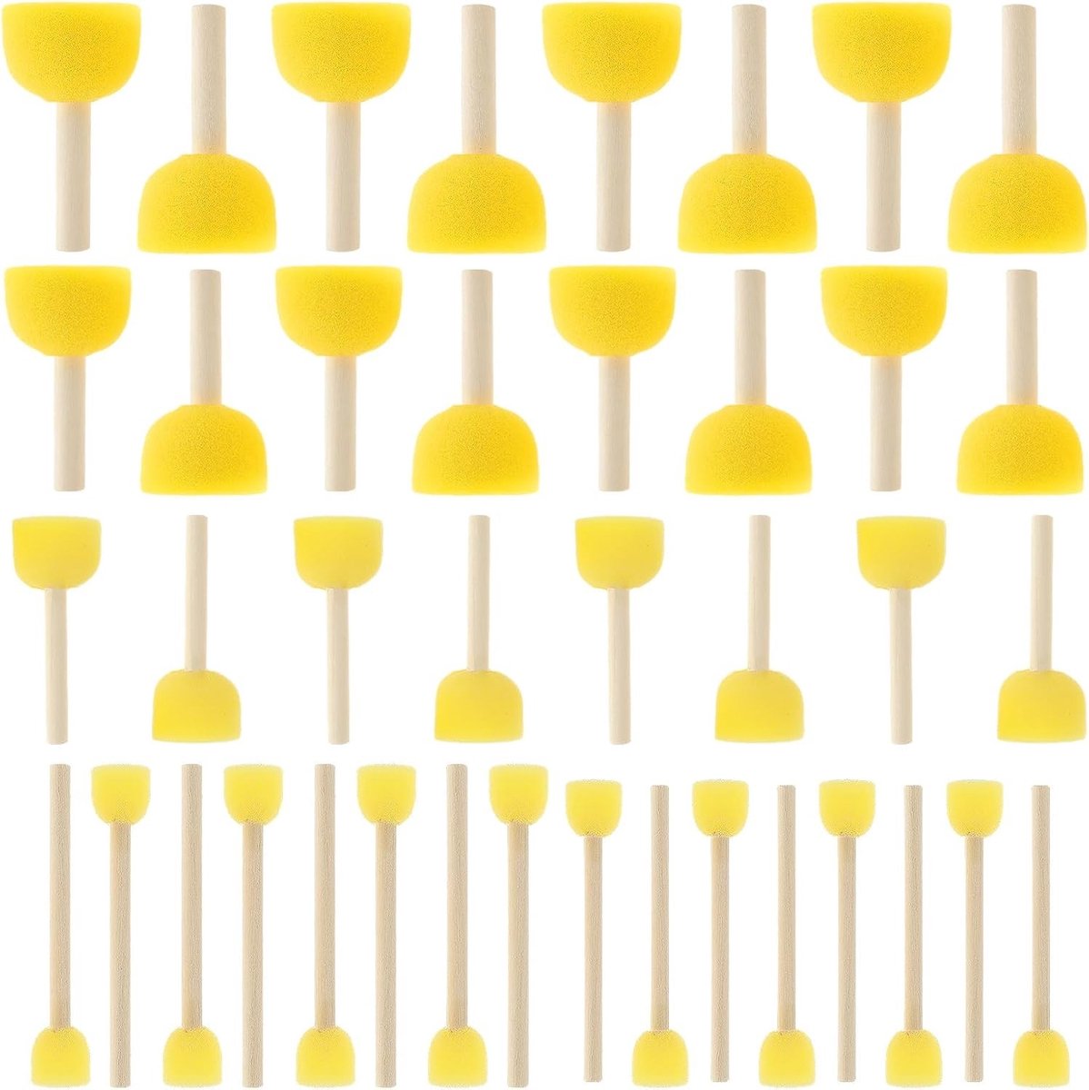 40 Stuks Ronde Schuimkwasten voor Kinderen, DIY Schilderen, Knutselen en Keramiek - 4 Maten Beschikbaar