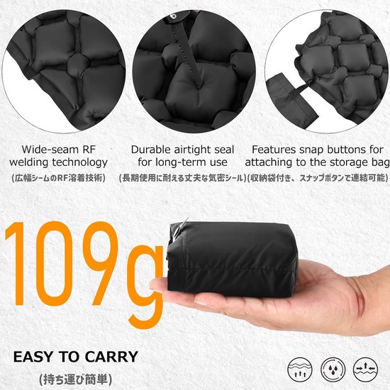 Ultralichte Opblaasbare Camping Zitkussen voor Buitenactiviteiten, Strand, Wandelen en Boottochten - Grijs, One Size — afbeelding 4