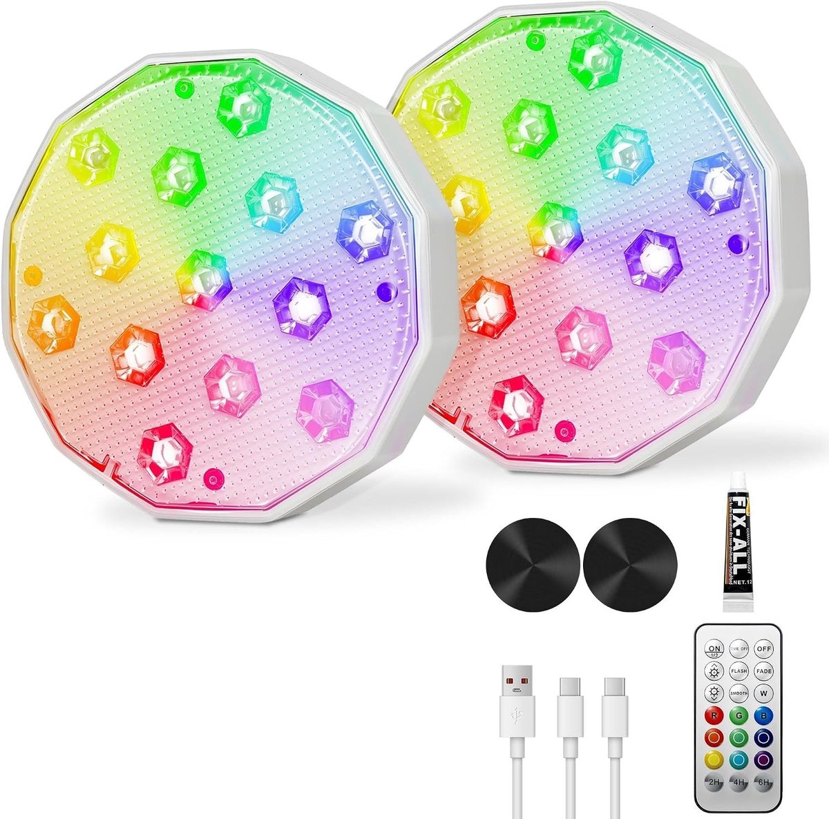 RGB LED Verlichting voor Zwembaden - Oplaadbare Onderwaterlampen met Magnetische Bevestiging