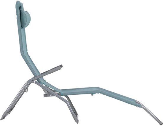 Ligstoel - met armleuningen - Relax-zonstoel - Voor ontspannen buiten - Inklapbaar - met clipfunctie - 138 x 63 cm - Turquoise — afbeelding 3