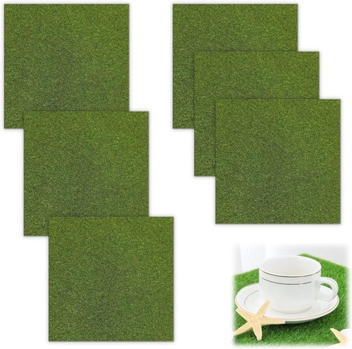 Kunstgrastegels - Groen tapijt - Tuindecoratie - Onderhoudsvriendelijk - 15x15 cm - Groen
