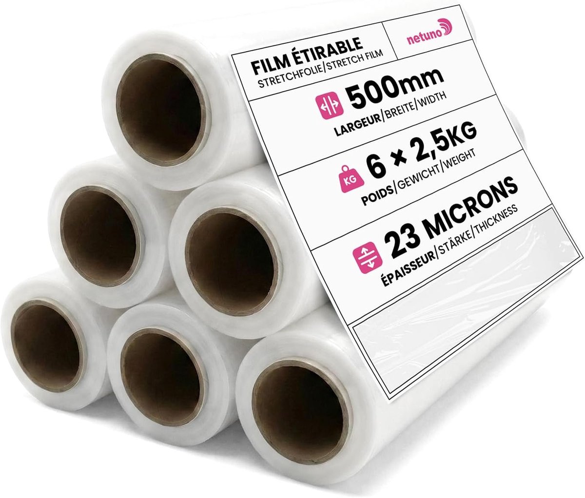 Netuno 6 transparent stretch film 23my 500mm 2.5kg transparent polyethylene molded plastic wrap moving packaging film - ShopVlot