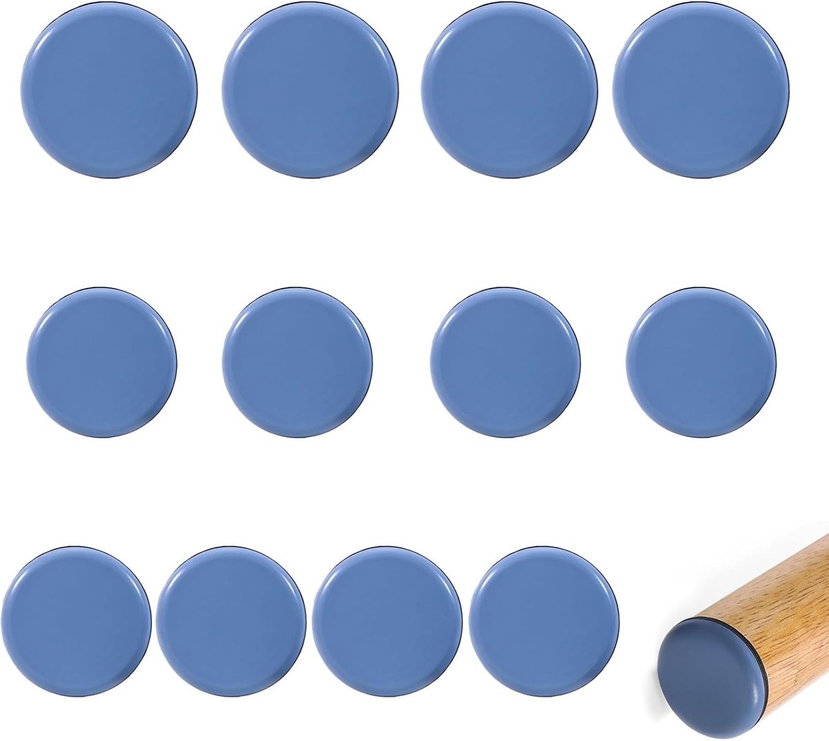 12-piece set of round PTFE furniture glides self-adhesive (25 mm x 4 pieces + 20 mm x 8 pieces), ideal for small - ShopVlot