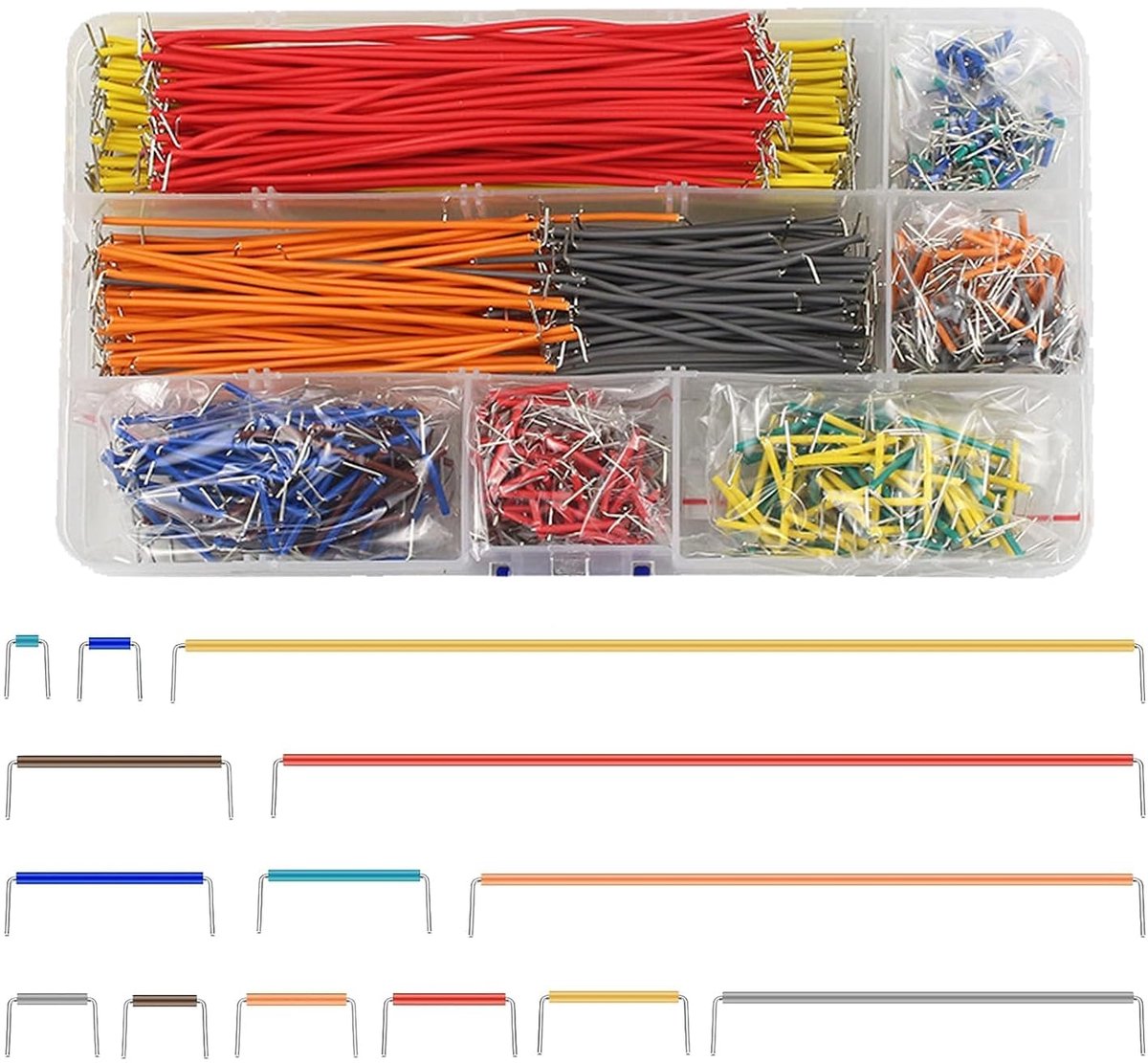 840pcs Breadboard Jumper Yarn Set, Male to Male Breadboard Jumper Cable Shape of 14 Different Lengths with Storage - ShopVlot