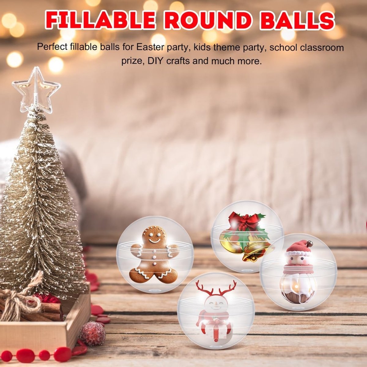 50 Transparante Plastic Ballen voor Vullen, Ronde 3.8 cm, Duidelijke Ballen voor DIY Knutselprojecten, Feestgeschenken en Kinderspeelgoed
