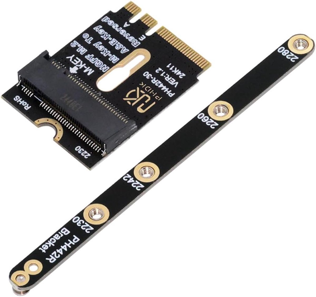 CY - Card 2230 NGFF A+E-Key Male to NVME M-Key Female Expansion PCI-E 4.0 Adapter with Bracket for Laptop Motherboard - ShopVlot