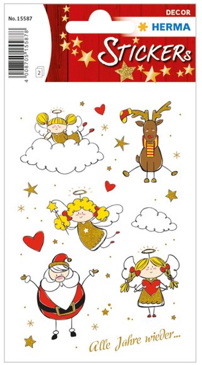 Herma kerststickers decor met glitter, 2 vel Assorted colours