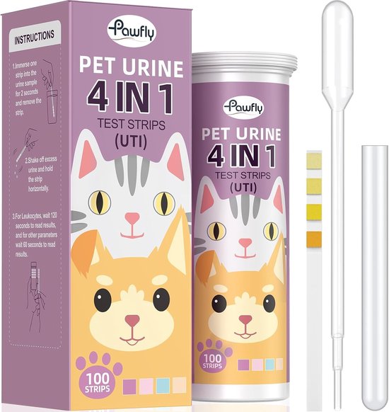 Urine teststrips 4-in-1 voor honden en katten, 100 stuks