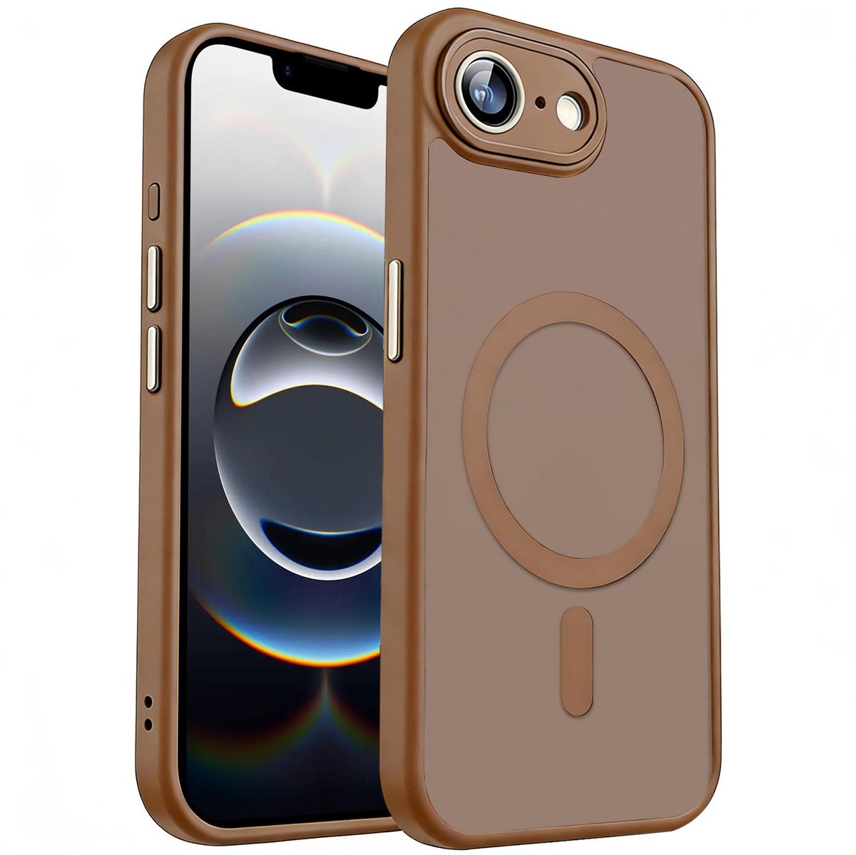 XDcase Skin Feel Transparant Mat Hoesje met MagSafe magneet & Lensbescherming – iPhone 17e / 16e Goud