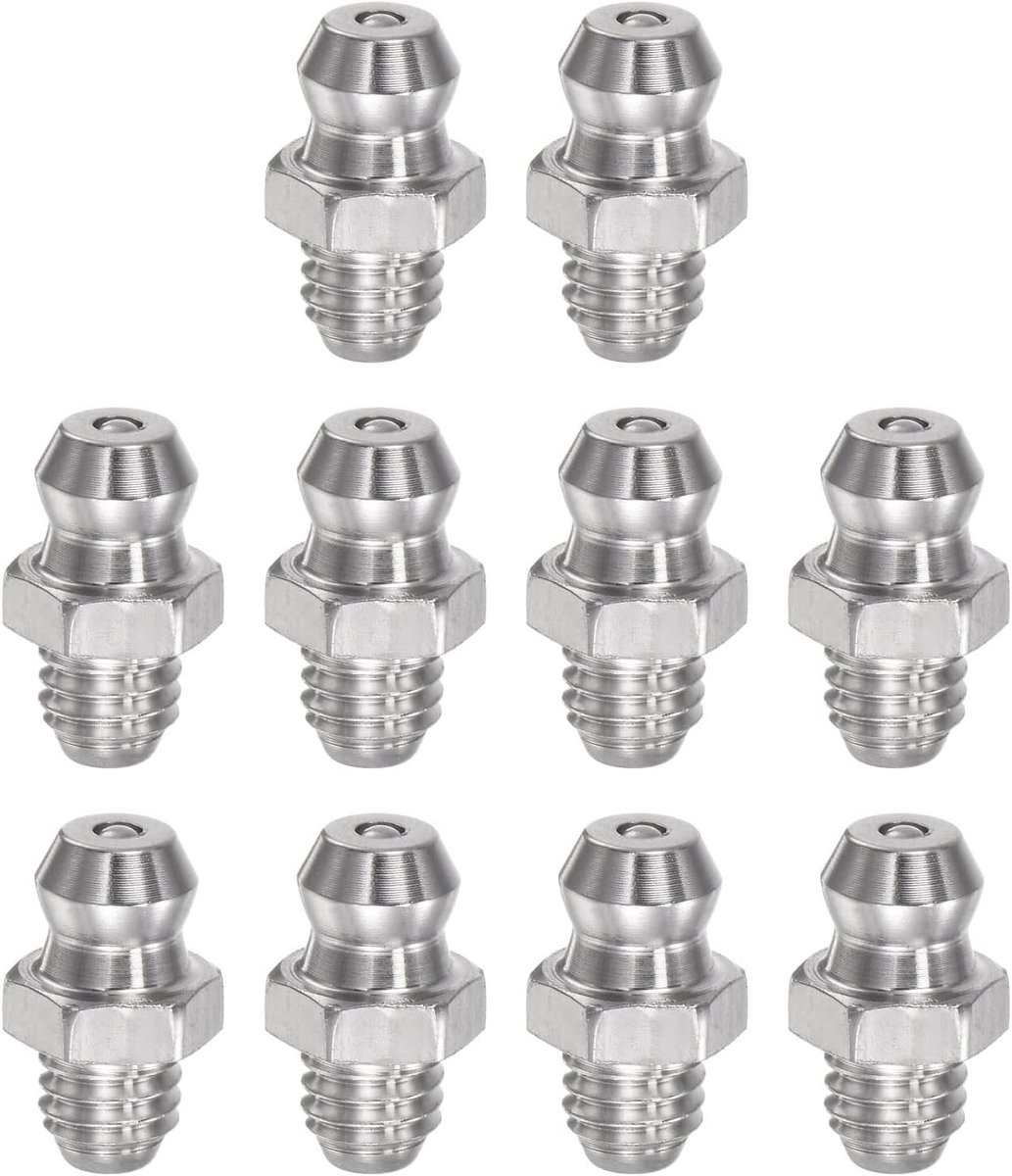 sourcing map 10pcs 304 Stainless Steel Straight Lubrication Nipple M6x1mm Hydraulic Lubrication Fitting - ShopVlot
