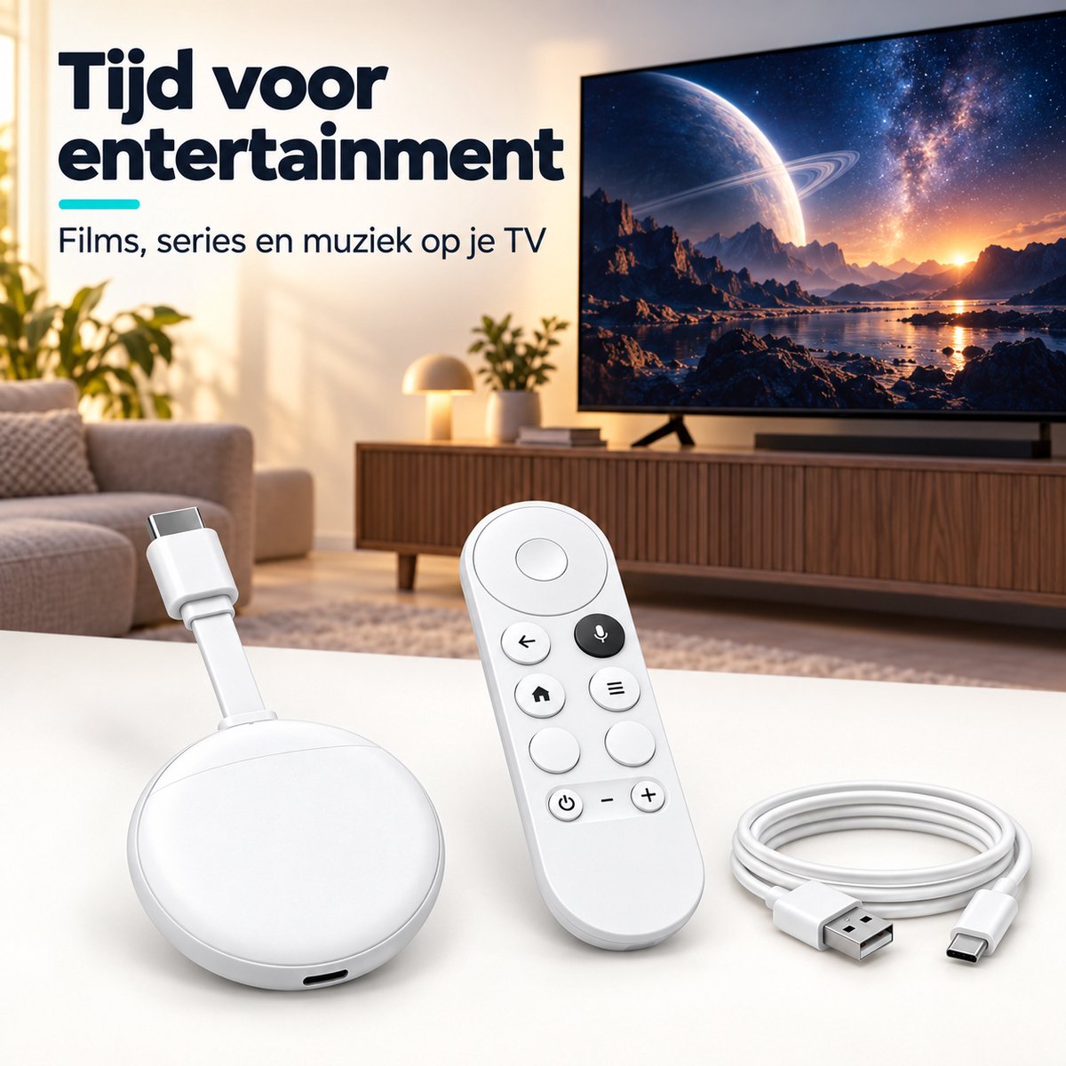 Vectra Smart TV Stick 4K -TV Dongle - Streaming Stick-Streaming Box-Android TV Box- Media Player Geschikt voor 3000+apps-4K Ultra HD -2026 Model- WiFi 6 -Met Afstandsbediening en Spraakbediening - Upgrade Elke TV naar Smart TV - Incl. USB-kabel - Wit — cadeau in Elektronica - foto 8