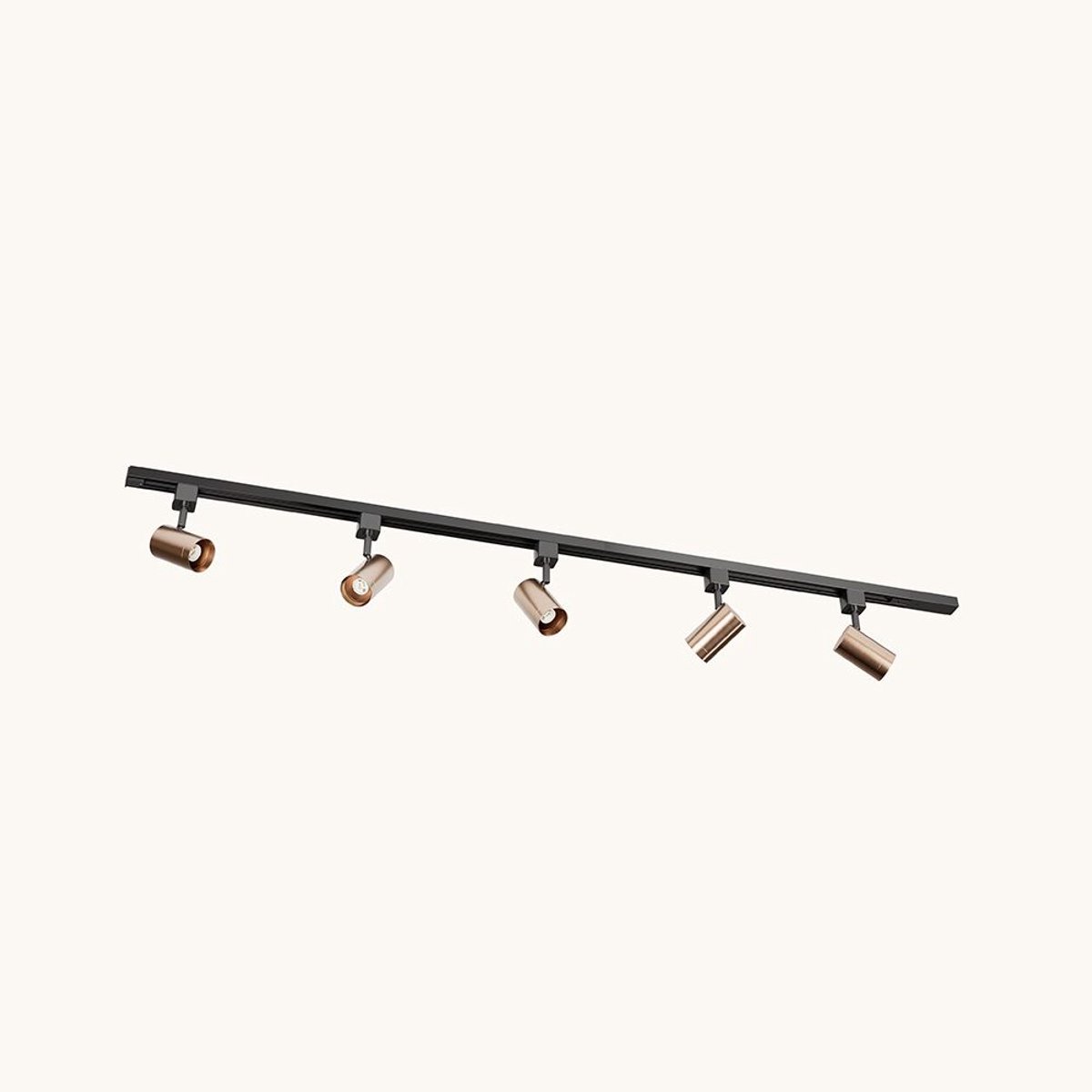 LUSENZ Railverlichting Pakket - Recht - 1,5 m rail - 5 railspots - Bruin - Excl. Lichtbron - IP20 - Modulair - 230V - Beloria