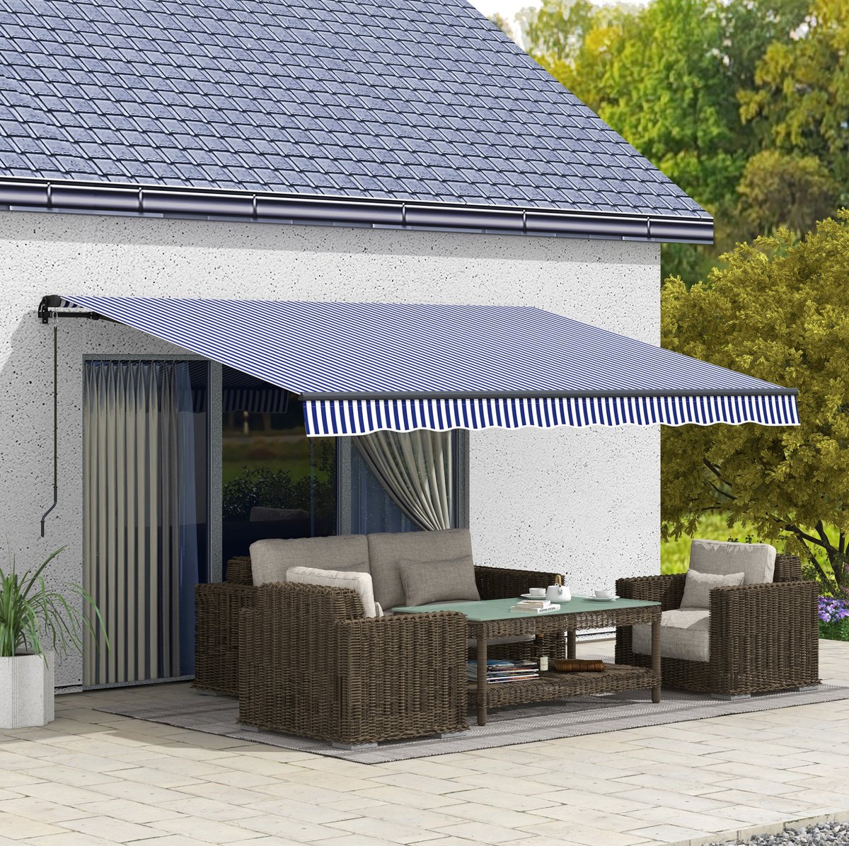 MODFU - Markies - Wandmontage - Handzwengel - Verstelbare Hoek - Blauw-Wit
