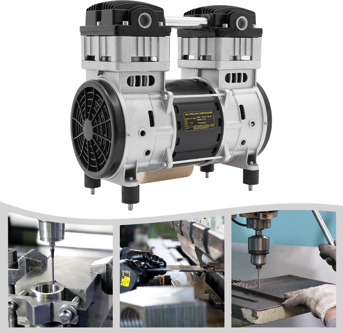 Luchtcompressor Pompkop - 1500 W Vermogen - 220 V Elektrisch - 140 L/min Capaciteit - IJzer Koper Rubber - Voor Automotive Reparatie