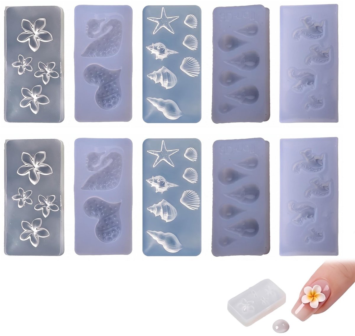 Elzusha - Siliconen Nagelvormen - 10 Stuks 3D Bloem