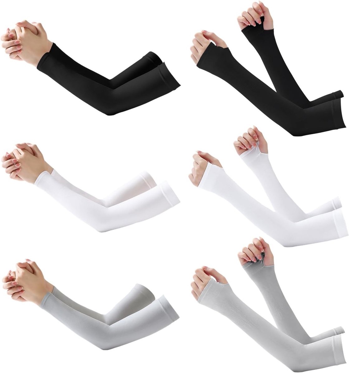 Zomerse UV-bescherming met 6 paar Ice Silk Mouwen voor Fietsen en Wandelen - Ademend en Comfortabel