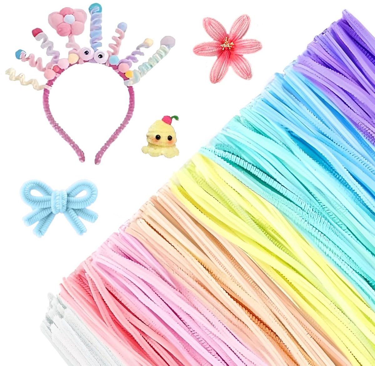 Set van 500 Pijpenragers in Diverse Kleuren voor Creatieve DIY Projecten en Knutseldecoraties voor Kinderen