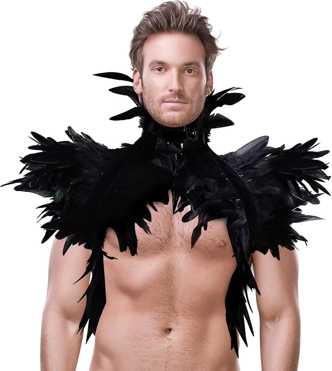Zwarte Veer Cape voor Halloween, Carnaval en Cosplay - Perfecte Accessoires voor Gothic Kostuums en Maskerades