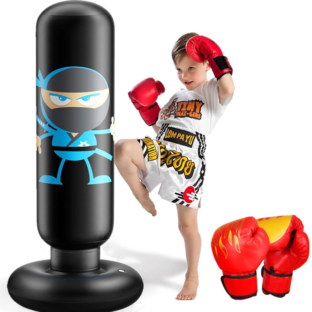 Elzusha - Ninja Boxing Bag - Opblaasbare bokszak voor kinderen