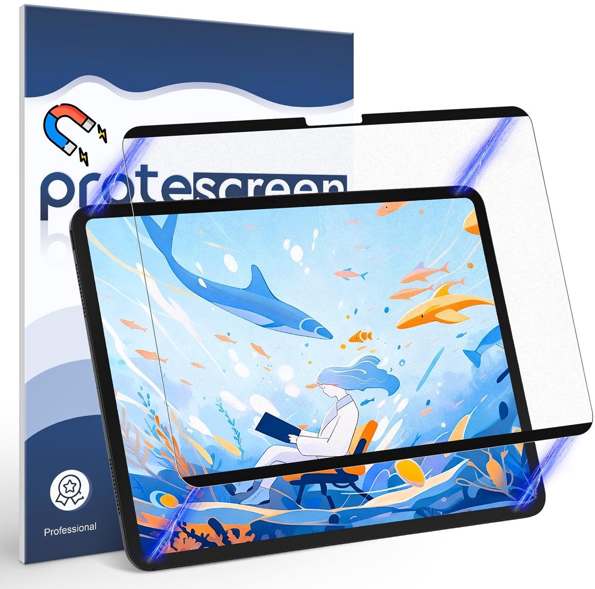 Elzusha - Magnetische Papieren Beschermfolie voor iPad Pro 13 Inch - Blauw Lichtfilter - Set van 3
