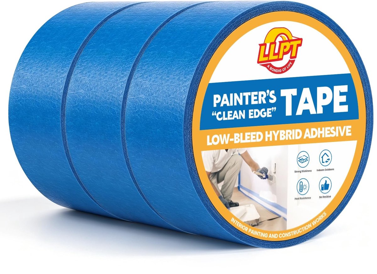 Elzusha - Schilderstape Set - 3 Rollen - 48 mm x 50 m - Blauw