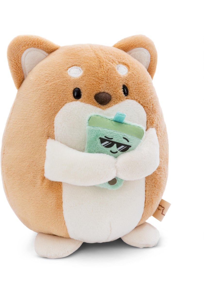Elzusha - Knuffeldier Shiba Inu Hiro - Zacht en Schattig - 27 cm met Bubble Tea