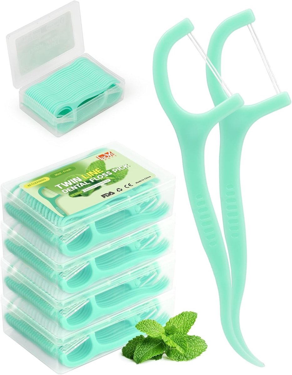 Tandzijde Sticks Mint 200 stuks - Dubbele lijn tandfloss, mondverzorging, tandenreiniger, smaakvolle tandenstokers