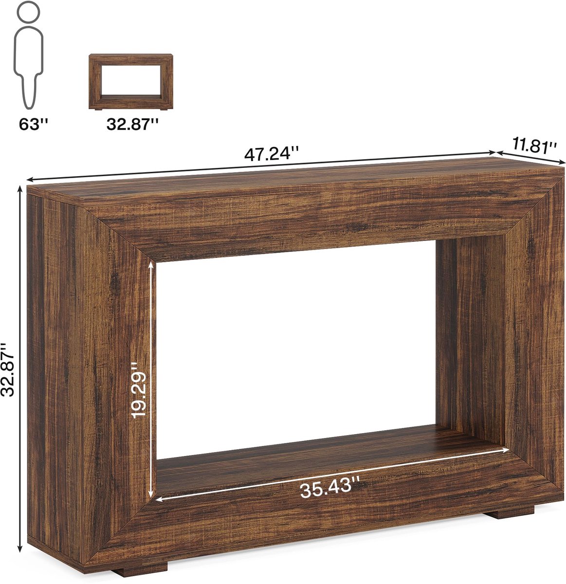Mura Bijzettafel - Sidetable - Wandtafel - Haltafel - Woonkamer Tafel - Consoletafel - Robuust Hout - 120cm Breed - Bruin