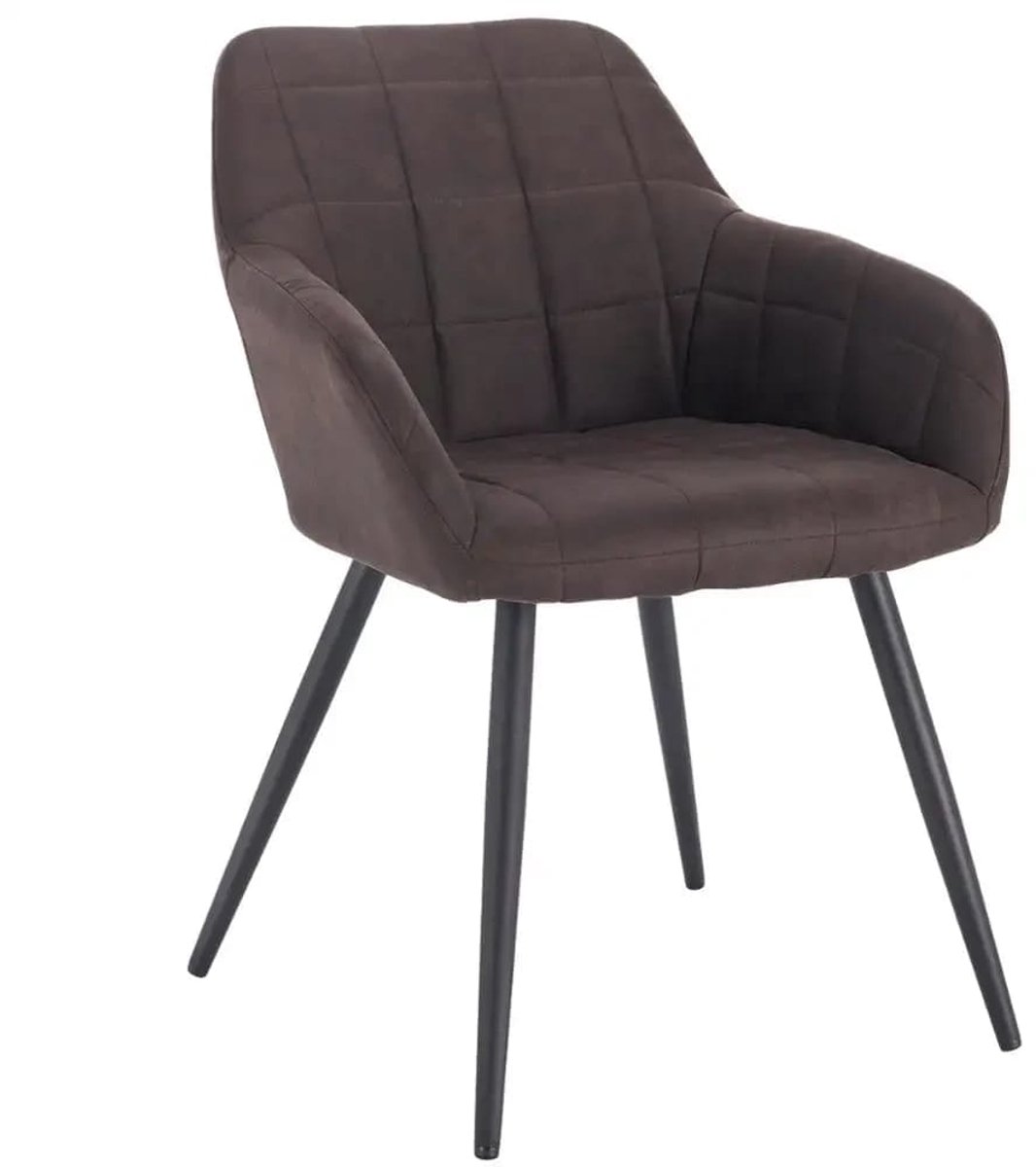 Klarven Eetkamerstoel Stof donkerbruin - Dining Chair - Metalen frame, Stevig gestoffeerd - Ergonomisch zitcomfort, Eenvoudig te monteren