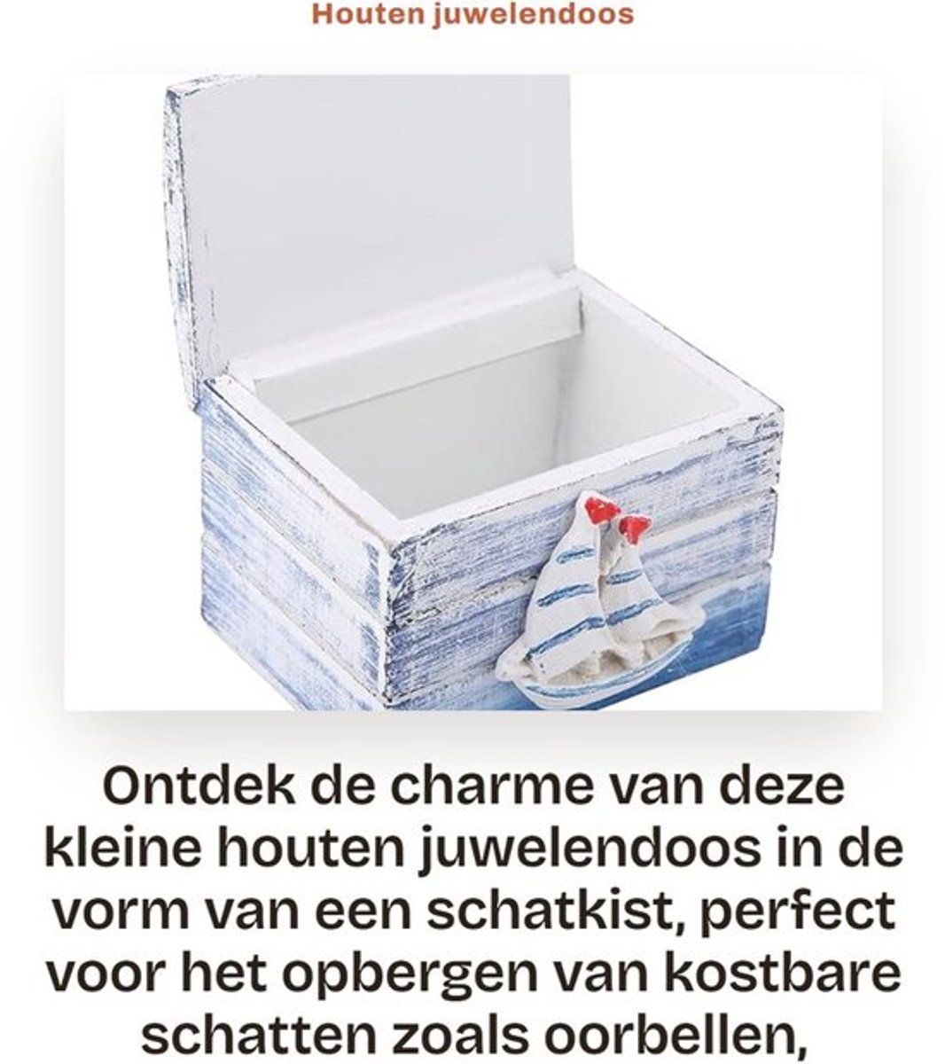 Dailygoods- Juwelendoos Houten Piratenschip - Sieradendoosje - Opbergdoos - Houten