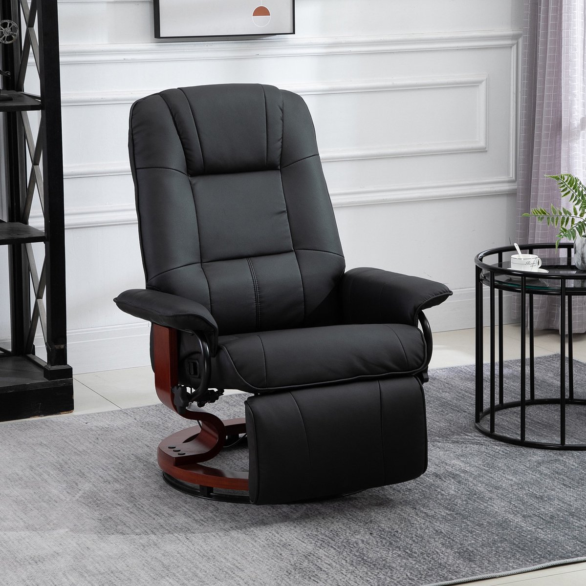 MODFU Relaxfauteuil - 145° Verstelbaar - Draaibaar - Kunstleer - Zwart
