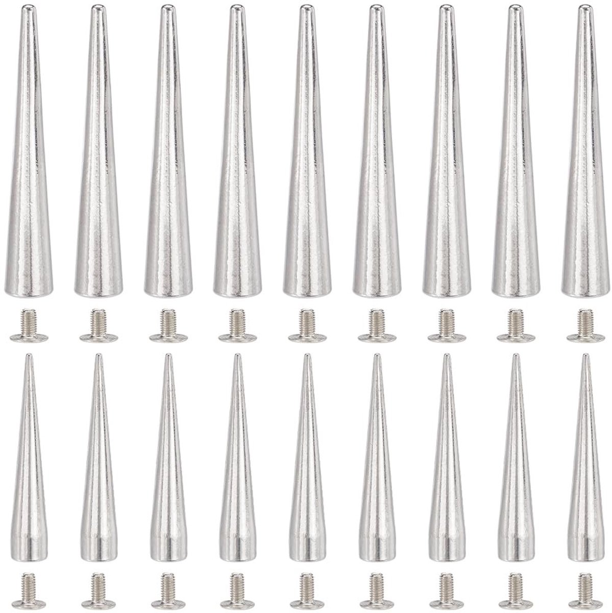 30 Sets Metalen Spike en Studs in 54mm en 38mm voor Punk Mode, Rock Kleding en Accessoires
