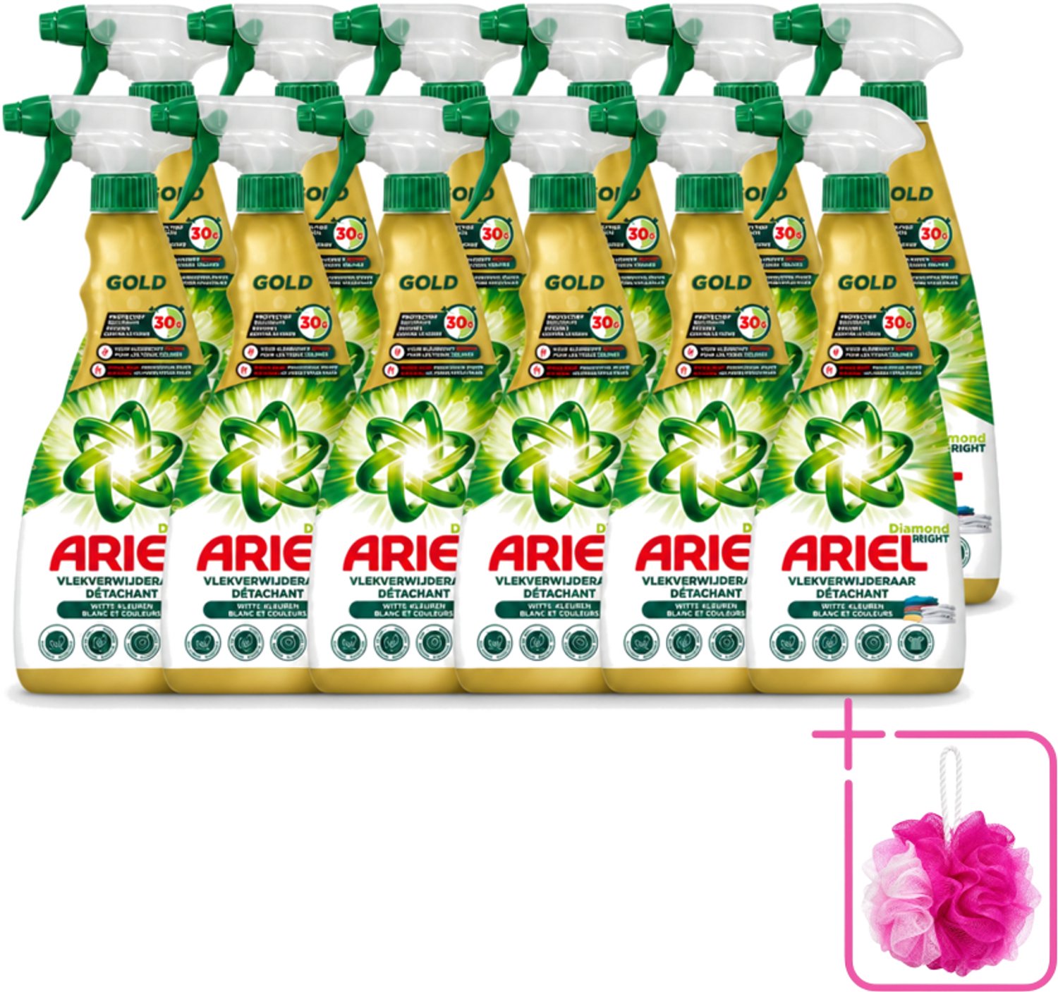 12 x Ariel - Vlekkenverwijderaar - Gold Spray - 750 ml - Bulkverpakking - Vlekken verwijderen - Douchemop - Snel wasmiddel
