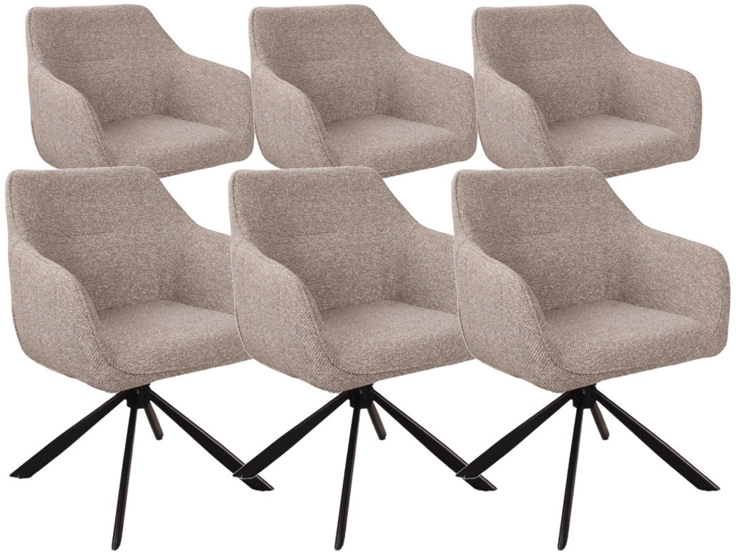 DS4U - - Seff armstoel met terugdraaifunctie - Set van 6 - Coffee - Stof