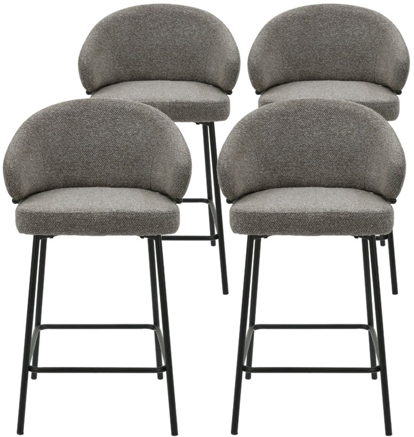 DS4U - - Sofia barkruk 65 cm - Set van 4 - Taupe met zwarte poot - Stof