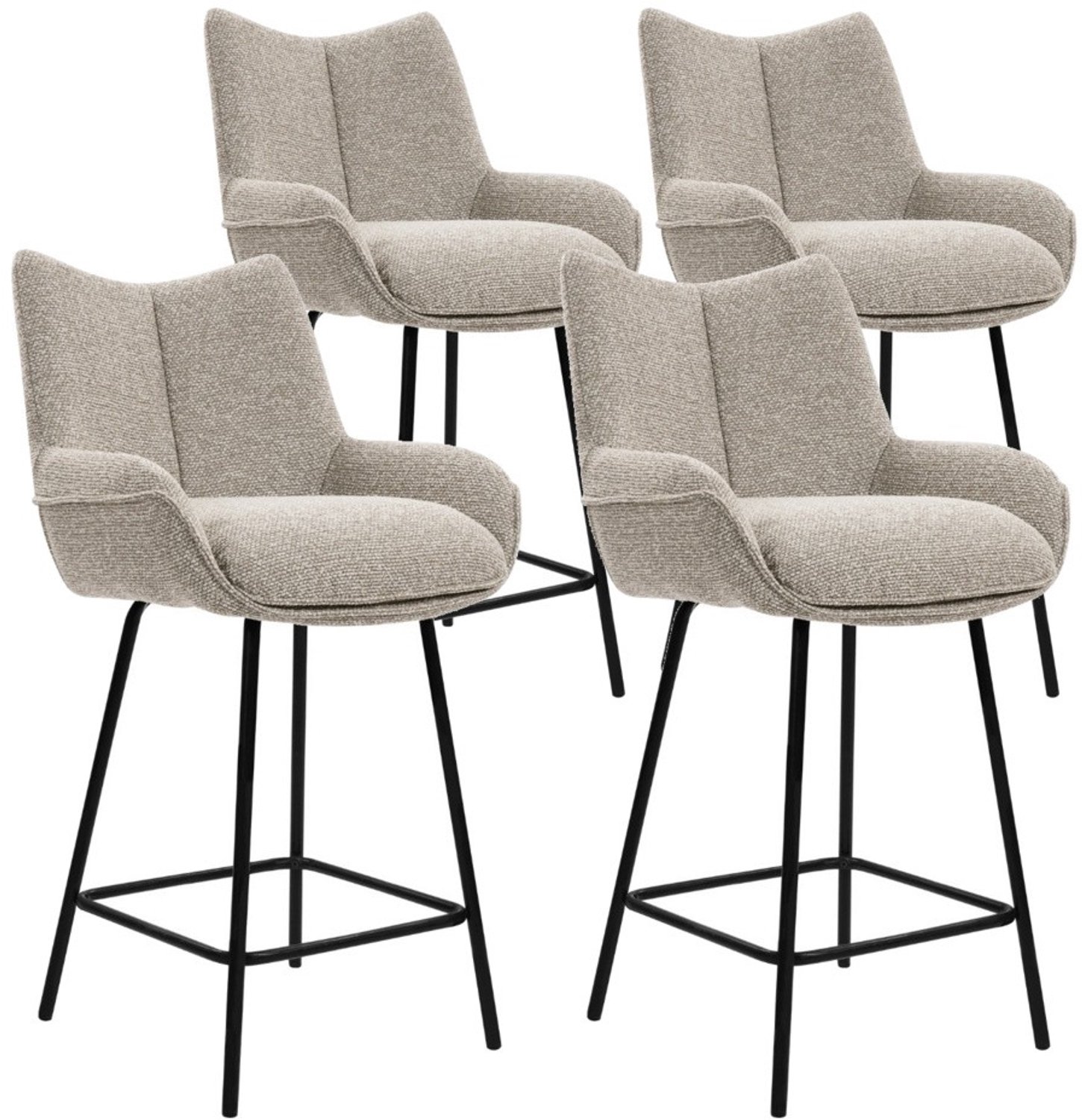 DS4U - - Ivan barkruk 65 cm - Set van 4 - Champagne - Stof - Met armleuning