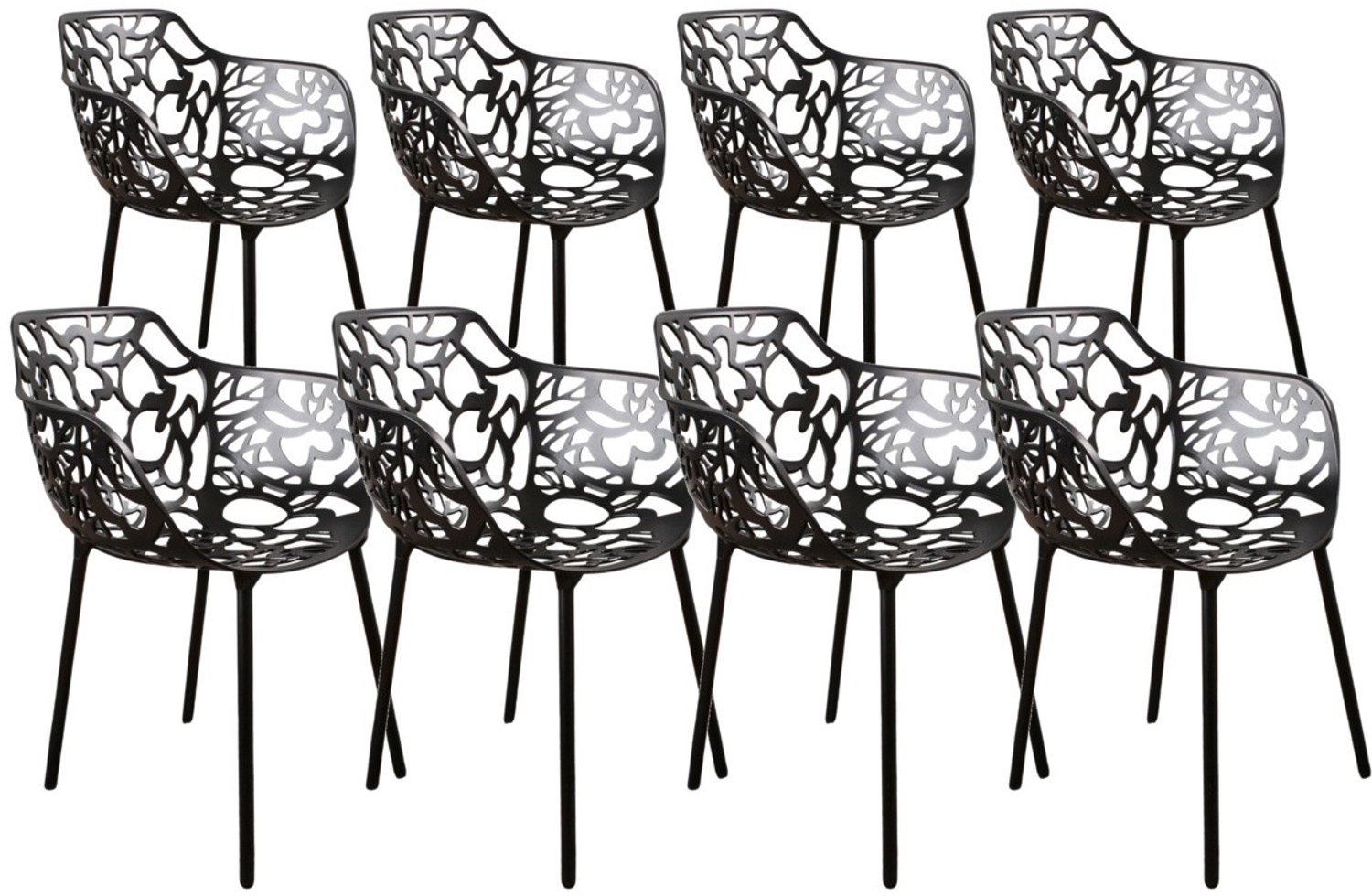DS4U - - Cast eetkamerstoel - Set van 8 - Zwart - Aluminium - Met armleuning
