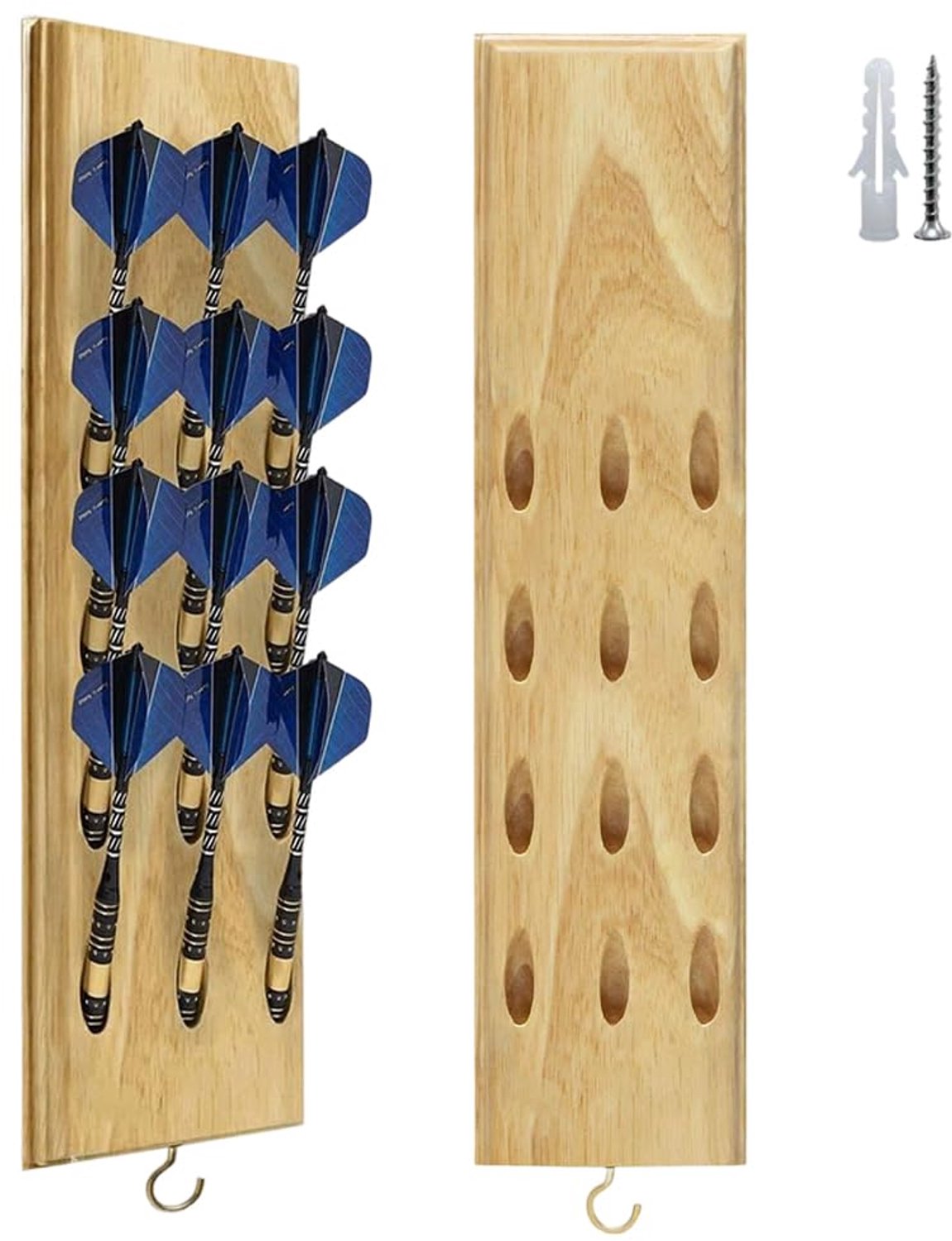 Darthouder voor aan de Muur – Houten Darts Houder voor 12 Darts – Wandhouder voor Steel- en Softtip Darts en Accessoires