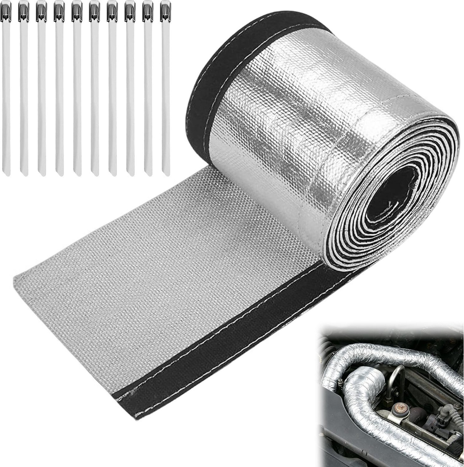 Hittebeschermingsslang 2 m Ø 25 mm - aluminium titanium - bestand tegen hoge temperaturen - voor optimale isolatie - m-winkel